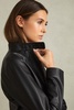 Darby Black Leather Zip-Front Biker Jacket