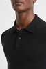 Merino Wool Polo Shirt in Black