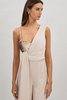 Halston Satin Sequin Wide Leg Jumpsuit in Champagne