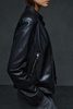 Darby Black Leather Zip-Front Biker Jacket