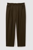 Drawstring Waist Tapered Trousers in Khaki