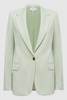 Single Breasted Wool Blend Blazer in Green