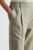 Tapered Linen Trousers in Khaki