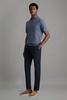 Merino Wool Open Collar Polo Shirt in Airforce Blue