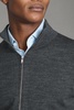 Merino Wool Funnel-Neck Cardigan in Derby Grey Marl