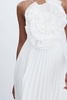 Acler Satin Pleated-Ruffle Maxi Dress in Ivory