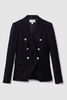 Tailored Fit Textured Double Breasted Blazer in Navy