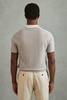 Wool-Cotton Contrast Polo Shirt in Oatmeal Off White