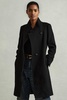 Wool-Blend Longline Double-Breasted Coat in Black