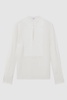 Ribbon Front Grandad Collar Blouse in Cream