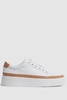 Grained Leather Platform Trainers in Camel/White