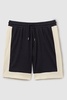 Colourblock Plisse Drawstring Shorts in Off White/Navy