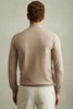 Merino Wool Zip-Through Funnel-Neck Cardigan in Wheat Melange