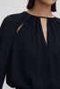 Cut-Out Flute Sleeve Blouse in Navy