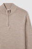 Merino Wool Half-Zip Funnel Neck Jumper in Wheat Melange