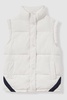 The Upside Contrast-Panel Puffer Gilet in Off White/Multi