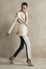 Gracie Black/Cream Slim Fit Colourblock Satin Velvet Trousers