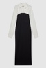 Anna Quan Hybrid Shirt Jersey Maxi Dress in Swan Black