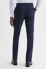 Slim Fit Wool Checked Trousers in Indigo