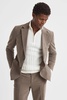 Slim Fit Single Breasted Moleskin Blazer in Mushroom