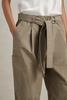 Cotton Tapered Parachute Trousers in Khaki