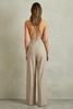 Wool Tailored Strappy Jumpsuit in Neutral