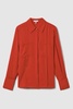 Contrast Trim Button-Through Shirt in Red