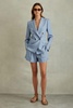 Petite Double Breasted Suit Blazer with TENCEL™ Fibers in Blue