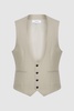 Horse Shoe Slim Fit Six Button Wool Waistcoat in Stone