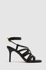 Strappy Open Toe Heeled Sandals in Black