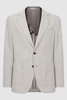 Slim Fit Single Breasted Checked Wool Blazer in Soft Grey