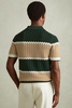 Alton Forest Green/Light Camel Knitted Zig-Zag Half-Zip Polo Shirt