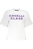 Cavalli Class Elegant White Cotton Tee with Designer Print