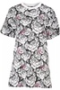 elegant short sleeve round neckline printed women's dress