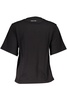 Cavalli Class Chic Black Printed Cotton Tee with Logo Detail