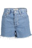 chic fringed hem blue shorts in  women's blue