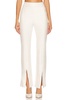 faux suede split front pants in bone