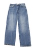 liza high rise straight jeans in blue cotton denim