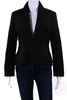 womens angora wool fleece hook & eye blazer jacket black