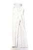 womens white v-neck pleated sleeveless straight leg jumpsuit