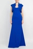 strapless sweetheart neck bodycon scuba dress with matching bolero in cobalt