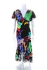 womens printed v neck lucille dress black