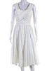 womens cotton pleated cutout a line dress white