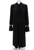 womens drawstring waist long sleeve button up jumpsuit black