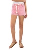 girls tween denim shorts in white / red stripe