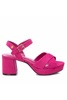 women's heeled sandals in fuxia