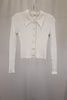 sandro ribbed knit collared button-down in cream cotton