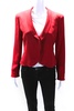 womens lined shawl collar button down jacket red