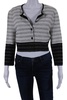 womens white black color block crop long sleeve jacket