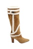 cluntius shearling-trimmed knee boots in brown suede